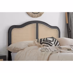 Rattan Double Bed Frame Birlea Leonie 135cm 4FT6 Black Bedstead