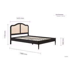 Rattan Double Bed Frame Birlea Leonie 135cm 4FT6 Black Bedstead - Additional view 7