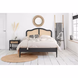 Rattan King Size Bed Frame Birlea Leonie 150cm 5FT Black Bedstead - Additional view 8