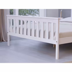 White Small Double Bed Frame 4FT Bedstead Birlea Oxford Solid Wood Shaker Design