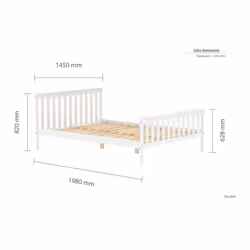 White Double Bed Frame 4FT6 Bedstead Birlea Oxford Solid Wood Shaker Design - Additional view 4