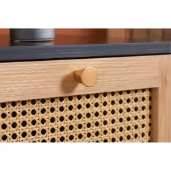Black Chest of 5 Drawers Rattan Birlea Croxley Mid Century Modern
