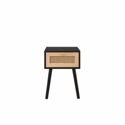 Bedside 1 Drawer Cabinet Black Rattan Birlea Croxley Nightstand Side Table