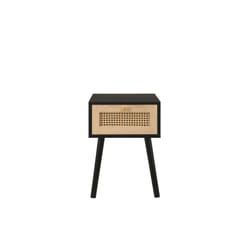Bedside 1 Drawer Cabinet Black Rattan Birlea Croxley Nightstand Side Table