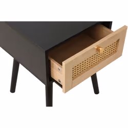 Bedside 1 Drawer Cabinet Black Rattan Birlea Croxley Nightstand Side Table - Additional view 5