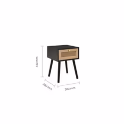Bedside 1 Drawer Cabinet Black Rattan Birlea Croxley Nightstand Side Table - Additional view 7