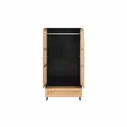 Black 2 Door Wardrobe Rattan 1 Drawer Birlea Croxley Mid Century Modern - Additional view 6