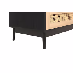 Black 2 Door Wardrobe Rattan 1 Drawer Birlea Croxley Mid Century Modern - Additional view 8