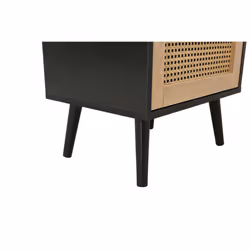 Bedside 2 Drawer Cabinet Black Rattan Birlea Croxley Nightstand Side Table - Additional view 6