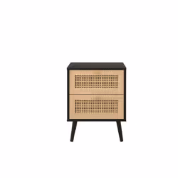 Bedside 2 Drawer Cabinet Black Rattan Birlea Croxley Nightstand Side Table - Additional view 9