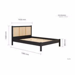 Double Rattan Bed Frame Black Birlea Croxley 4FT6 Double 135cm - Additional view 6