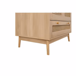 Brown Oak 2 Door Wardrobe Rattan 1 Drawer Birlea Croxley Mid Century Modern - Additional view 5