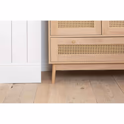 Brown Oak 2 Door Wardrobe Rattan 1 Drawer Birlea Croxley Mid Century Modern - Additional view 9