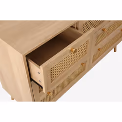 Brown Oak Chest of 7 Drawers Rattan Birlea Croxley Mid Century Modern - Additional view 4