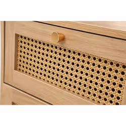 Bedside 2 Drawer Cabinet Brown Oak Rattan Birlea Croxley Nightstand Side Table