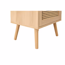 Bedside 2 Drawer Cabinet Brown Oak Rattan Birlea Croxley Nightstand Side Table - Additional view 6