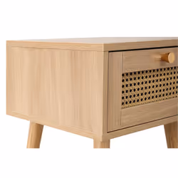 Bedside 1 Drawer Cabinet Brown Oak Rattan Birlea Croxley Nightstand Side Table