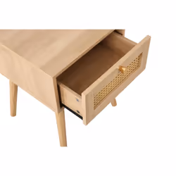 Bedside 1 Drawer Cabinet Brown Oak Rattan Birlea Croxley Nightstand Side Table - Additional view 4