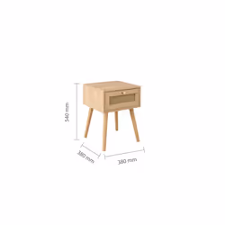Bedside 1 Drawer Cabinet Brown Oak Rattan Birlea Croxley Nightstand Side Table - Additional view 6