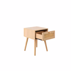 Bedside 1 Drawer Cabinet Brown Oak Rattan Birlea Croxley Nightstand Side Table - Additional view 7