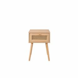 Bedside 1 Drawer Cabinet Brown Oak Rattan Birlea Croxley Nightstand Side Table - Additional view 9