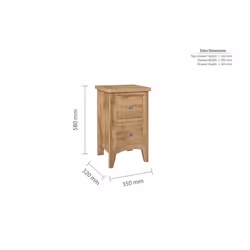 Bedside 2 Drawer Cabinet Oak Birlea Hampstead Bedroom Nightstand Side Table - Additional view 7