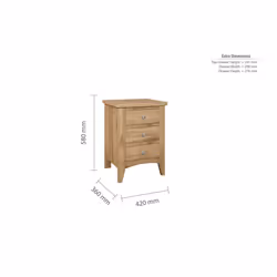 Bedside 3 Drawer Cabinet Oak Birlea Hampstead Bedroom Nightstand Side Table - Additional view 7