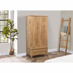 Oak 2 Door Wardrobe 1 Drawer Birlea Hampstead Traditional Bedroom Furniture