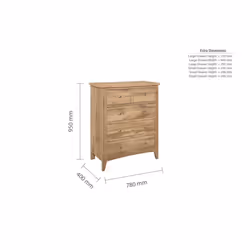 Oak Chest of Drawers 3+2 Birlea Hampstead Traditional Bedroom Furniture - Additional view 7