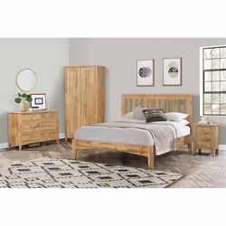 Oak Double Bed Frame 4FT6 Bedstead Birlea Hampstead Traditional Shaker Design