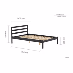 Black Double Bed Frame 4FT6 Bedstead Birlea Luka Solid Pine Traditional Design - Additional view 7