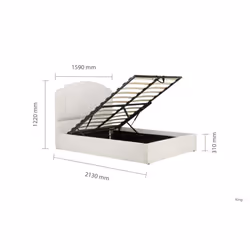 Boucle Kingsize Ottoman Bed Frame White Birlea Monaco Storage Bed 5FT 150cm - Additional view 6