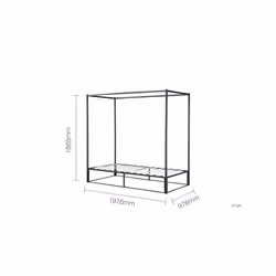 Black 4 Poster Bed Frame Metal Birlea Farringdon Canopy Bed 3FT Single 90cm - Additional view 7