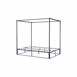 Black 4 Poster Bed Frame Metal Birlea Farringdon Canopy Bed 4FT6 Double 135cm