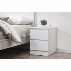Bedside 2 Drawer Cabinet White Birlea Oslo Nightstand Side Table