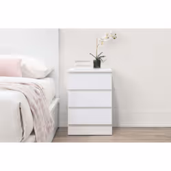 Bedside 3 Drawer Cabinet White Birlea Oslo Nightstand Side Table