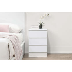 Bedside 3 Drawer Cabinet White Birlea Oslo Nightstand Side Table