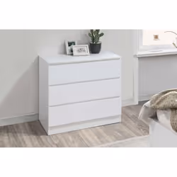 White Chest of 3 Drawers Birlea Oslo Scandia Retro