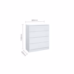 White Chest of 4 Drawers Birlea Oslo Scandia Retro