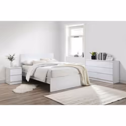 Double Bed Frame White Birlea Oslo 4FT6 Modern Bedstead