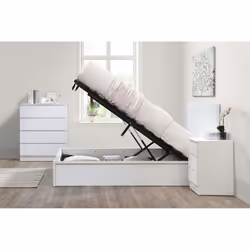 Double Ottoman Bed White Frame Birlea Oslo Storage 4FT6 Modern Bedstead