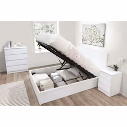 Kingsize Ottoman Bed White Frame Birlea Oslo Storage 5FT Modern Bedstead - Additional view 2