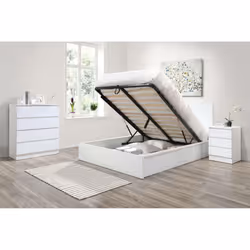 Kingsize Ottoman Bed White Frame Birlea Oslo Storage 5FT Modern Bedstead - Additional view 4