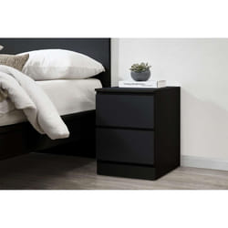 Bedside 2 Drawer Cabinet Black Birlea Oslo Nightstand Side Table