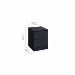 Bedside 2 Drawer Cabinet Black Birlea Oslo Nightstand Side Table