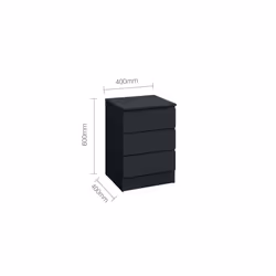 Bedside 3 Drawer Cabinet Black Birlea Oslo Nightstand Side Table