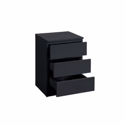 Bedside 3 Drawer Cabinet Black Birlea Oslo Nightstand Side Table - Additional view 5