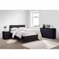 Double Bed Frame Black Birlea Oslo 4FT6 Modern Bedstead