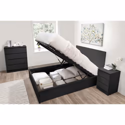 Double Ottoman Bed Black Frame Birlea Oslo Storage 4FT6 Modern Bedstead