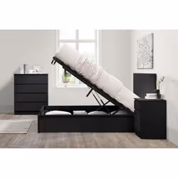 Double Ottoman Bed Black Frame Birlea Oslo Storage 4FT6 Modern Bedstead